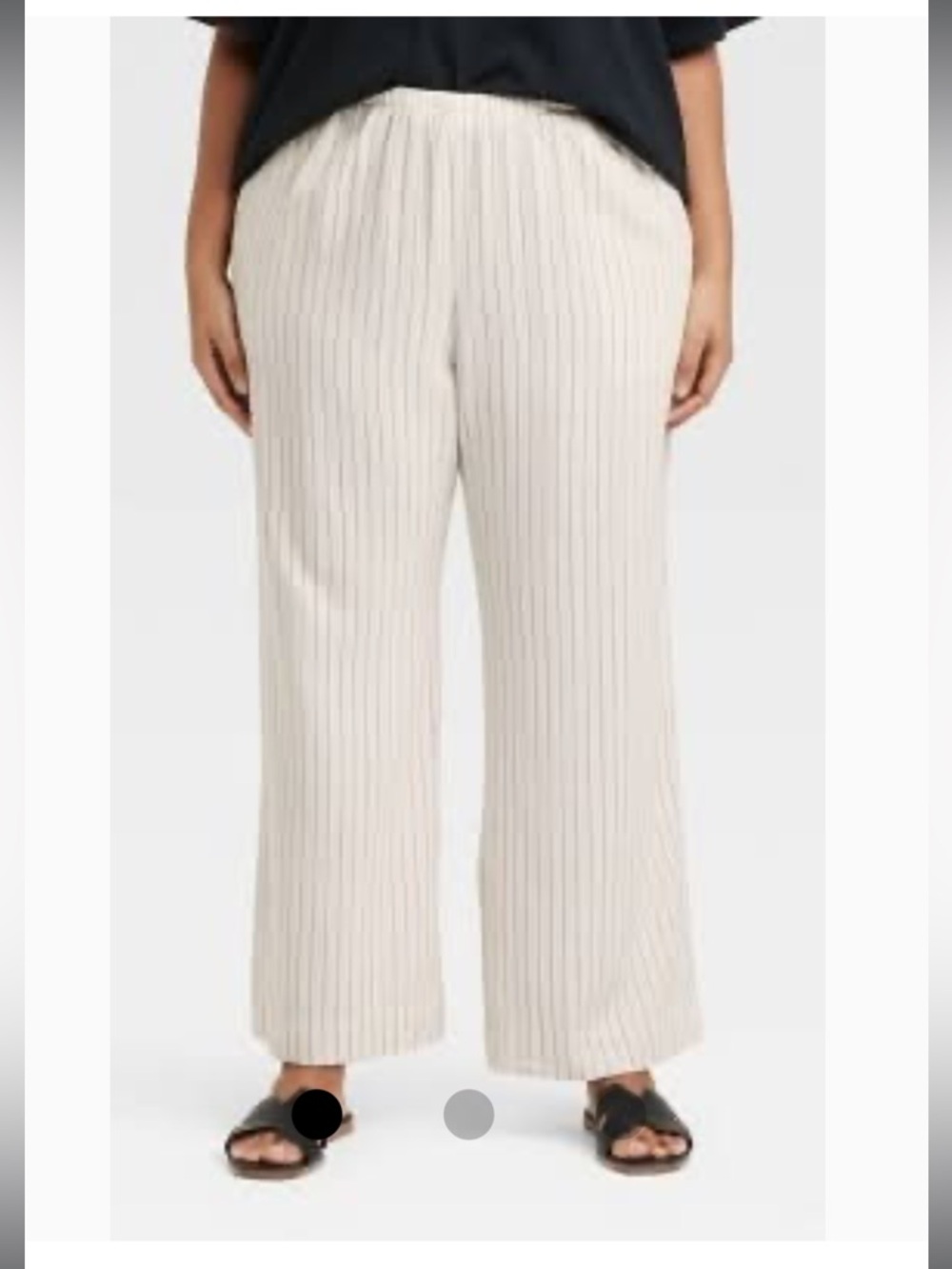 A New Day Relaxed Wide-Leg Linen Stripe Pants - Cream plus sizes